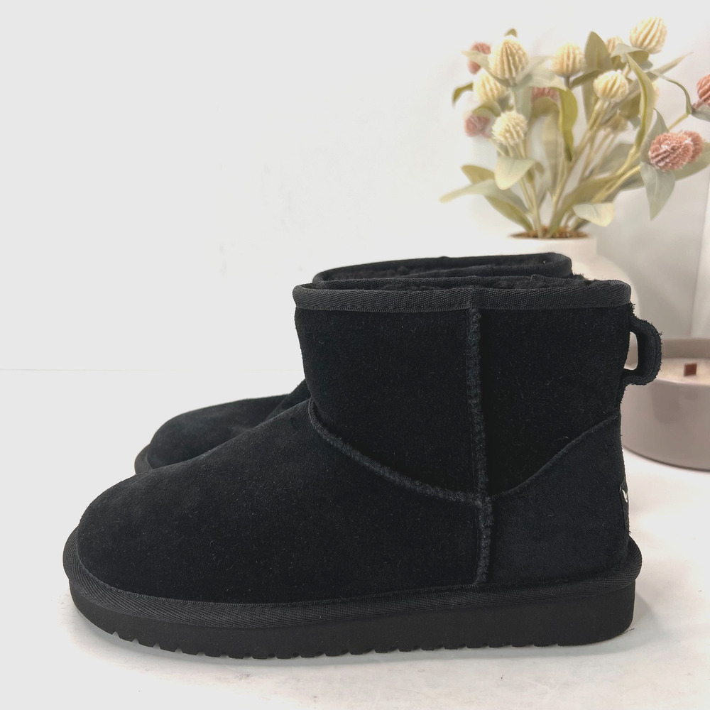 KOOLABURRA by UGG Classic Mini Suede Ankle Boots Pull On Black Womens Size 5